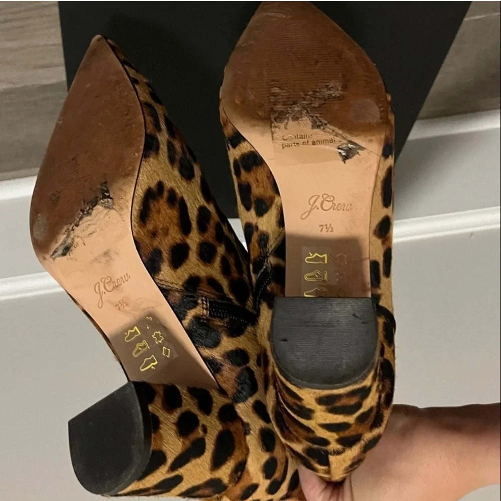 J.crew Leopard Print Ankle Boots‎ 7 1/2